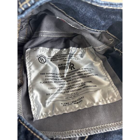 Ariat Fire Resistant Midrise Dark Blue Wash Bootcut Work Jeans Size 28 Short - Picture 8 of 15